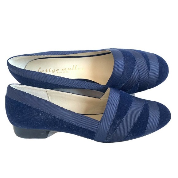 Bettye Muller Loafers Blue Velvet Ribbon 6.5 heel - Picture 3 of 10